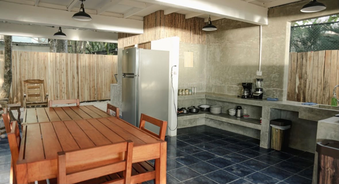 Beachfront house kitchen — women's surf retreat Santa Teresa Costa Rica