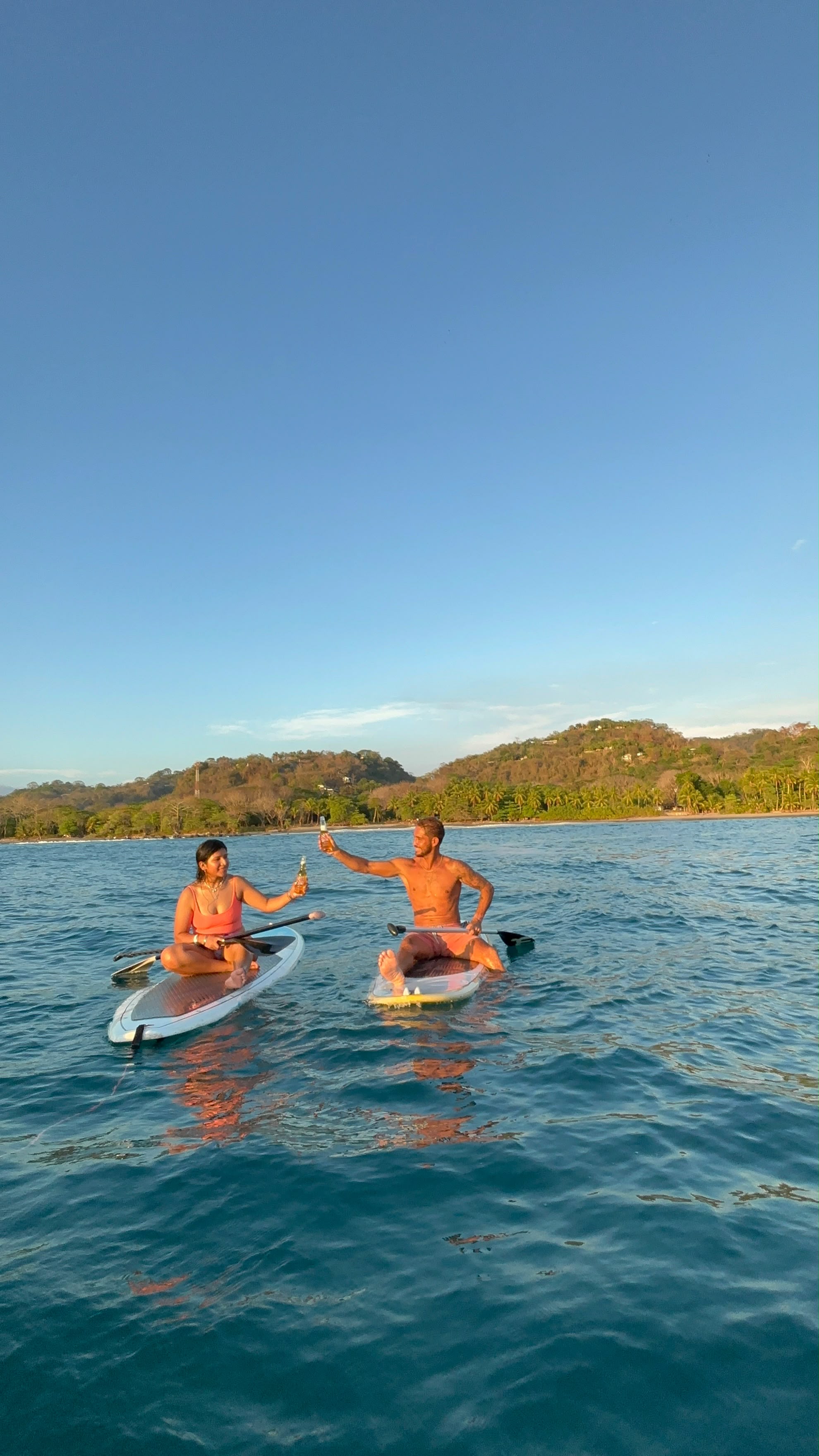 Two people on paddleboards